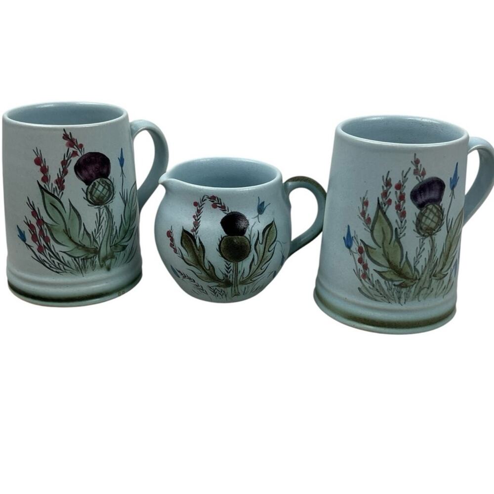 LOT Vtg Scotland TWO Tankards Mug 4 1/8" 187/10 ONE Creamer 3 "  181/7